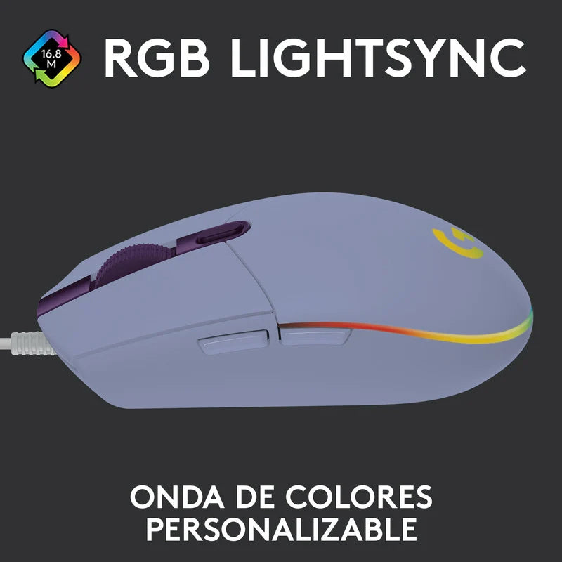Mouse De Juego Logitech G Series Lightsync G203 Lila