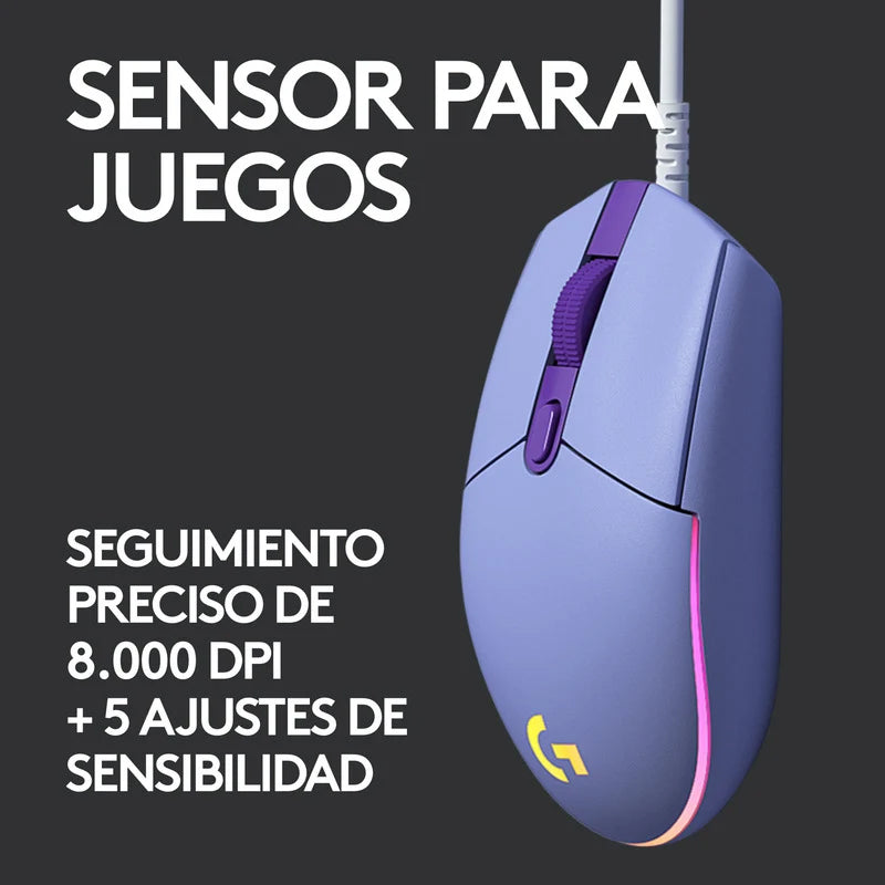 Mouse De Juego Logitech G Series Lightsync G203 Lila