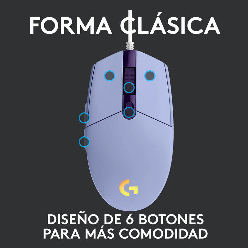 Mouse De Juego Logitech G Series Lightsync G203 Lila
