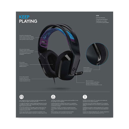 Diadema Gamer Logitech G335 PC, Xbox, Play Station y Switch 3.5mm Negro