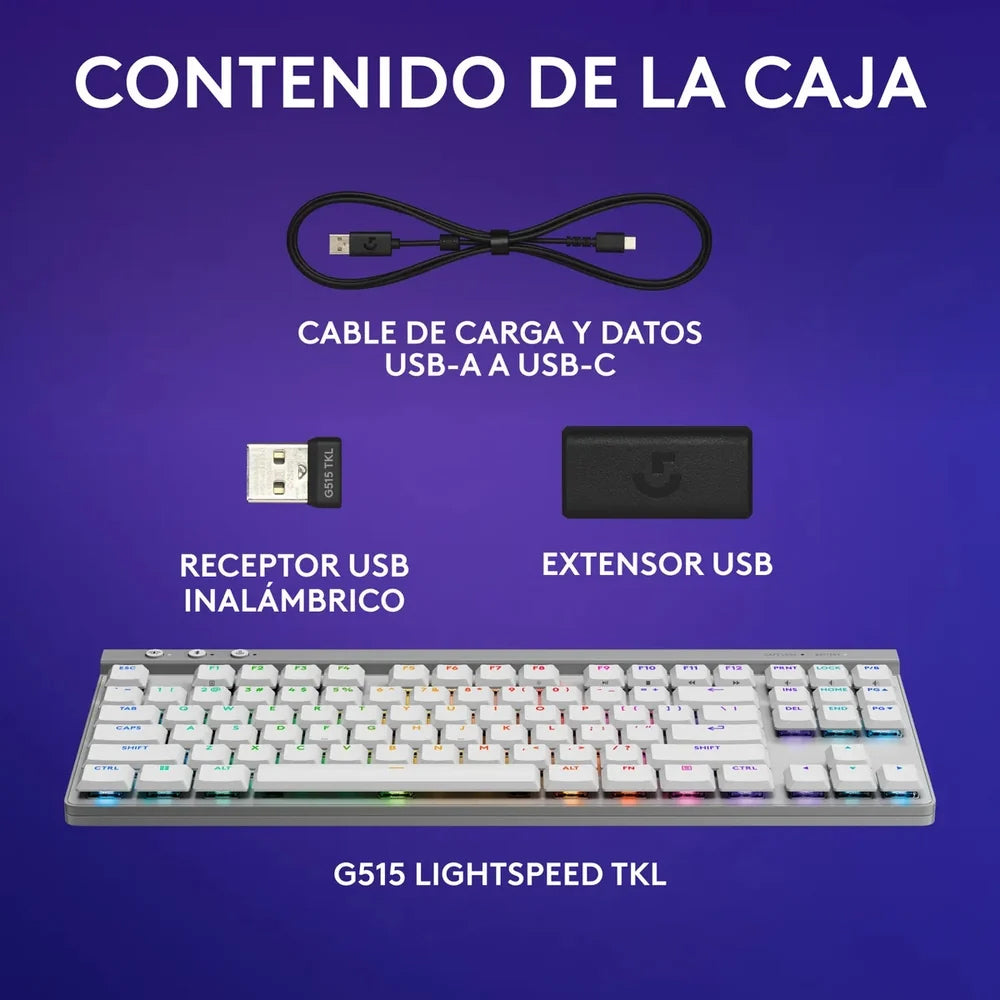 Teclado Gaming Logitech G515 LIGHTSPEED TKL RGB - Blanco