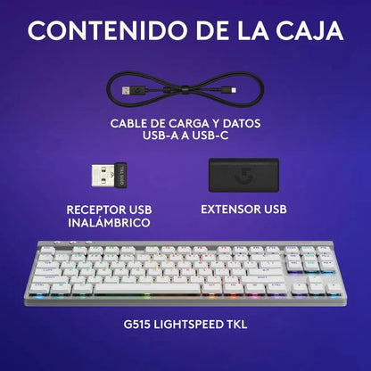 Teclado Gaming Logitech G515 LIGHTSPEED TKL RGB - Blanco