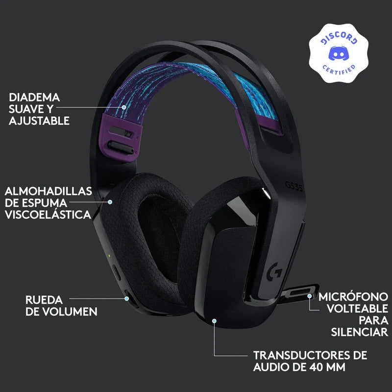 Auriculares inalámbricos Logitech g535 con micrófono Negro