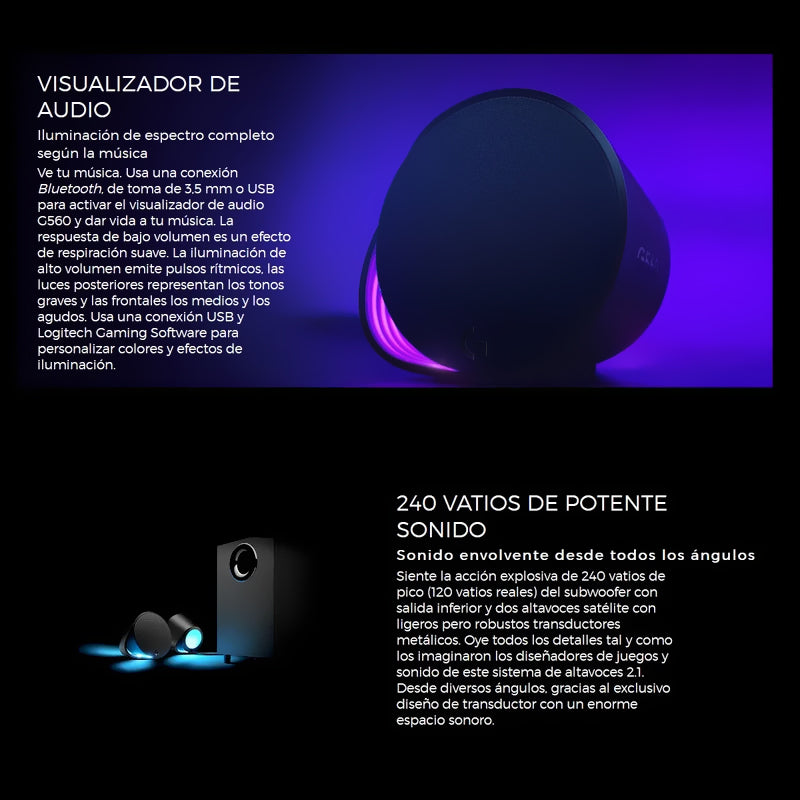 Parlantes Gamer Logitech G560 2.1 RGB LIGHTSYNC