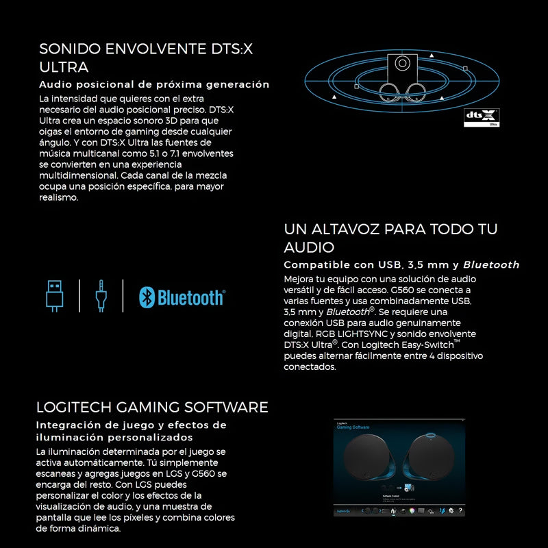 Parlantes Gamer Logitech G560 2.1 RGB LIGHTSYNC