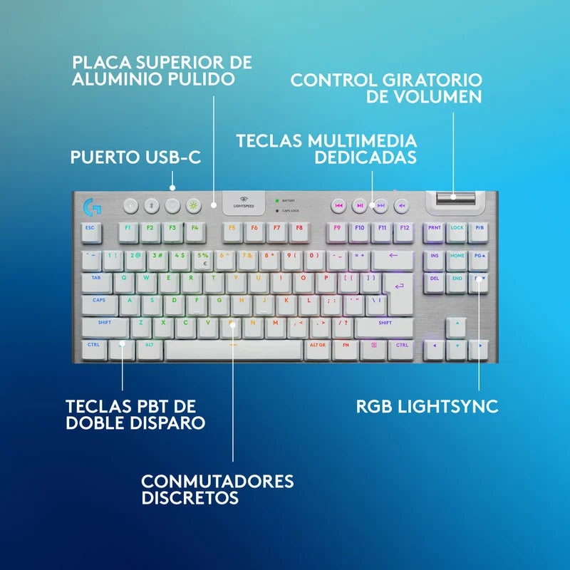 Teclado Gaming Logitech G915 X TKL LIGHTSYNC RGB Blanco