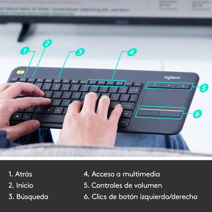 Logitech K400 Plus Teclado Inalambrico Touch Para Smart Tv