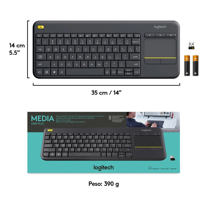 Logitech K400 Plus Teclado Inalambrico Touch Para Smart Tv