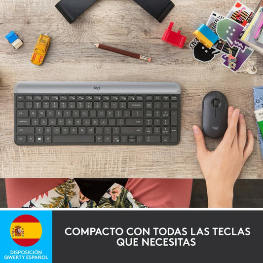 Combo Teclado y Mouse Logitech MK470 Slim inalámbricos Negro