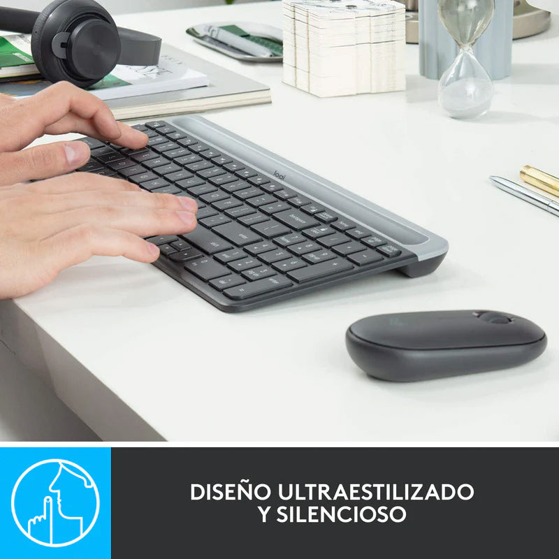 Combo Teclado y Mouse Logitech MK470 Slim inalámbricos Negro
