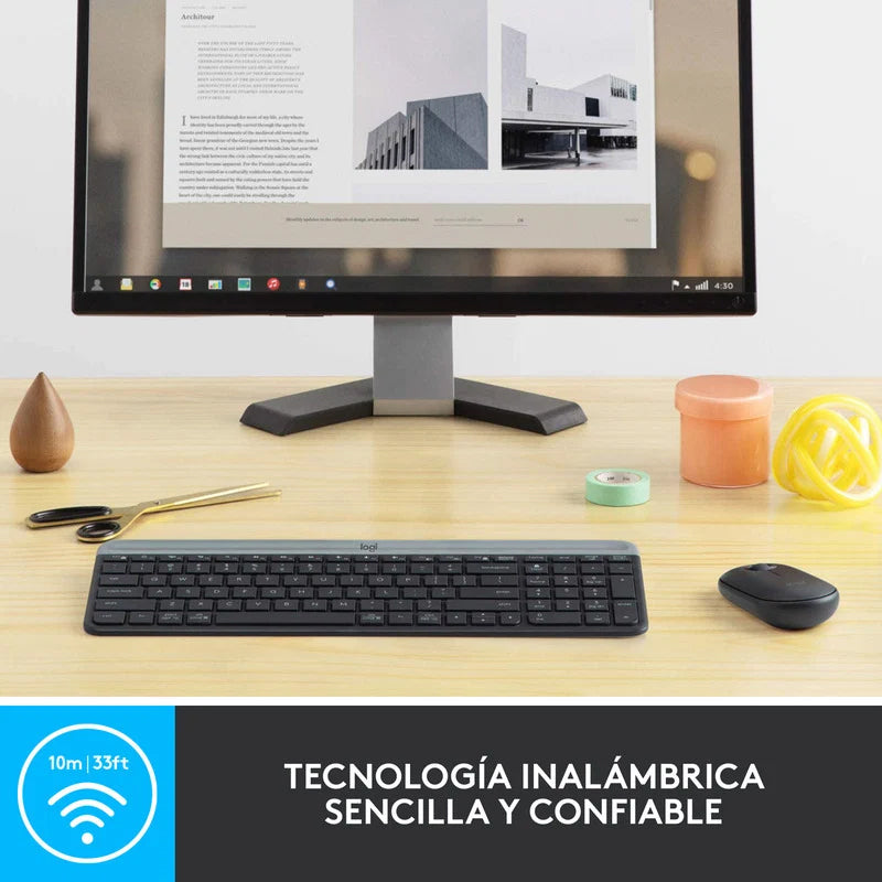 Combo Teclado y Mouse Logitech MK470 Slim inalámbricos Negro