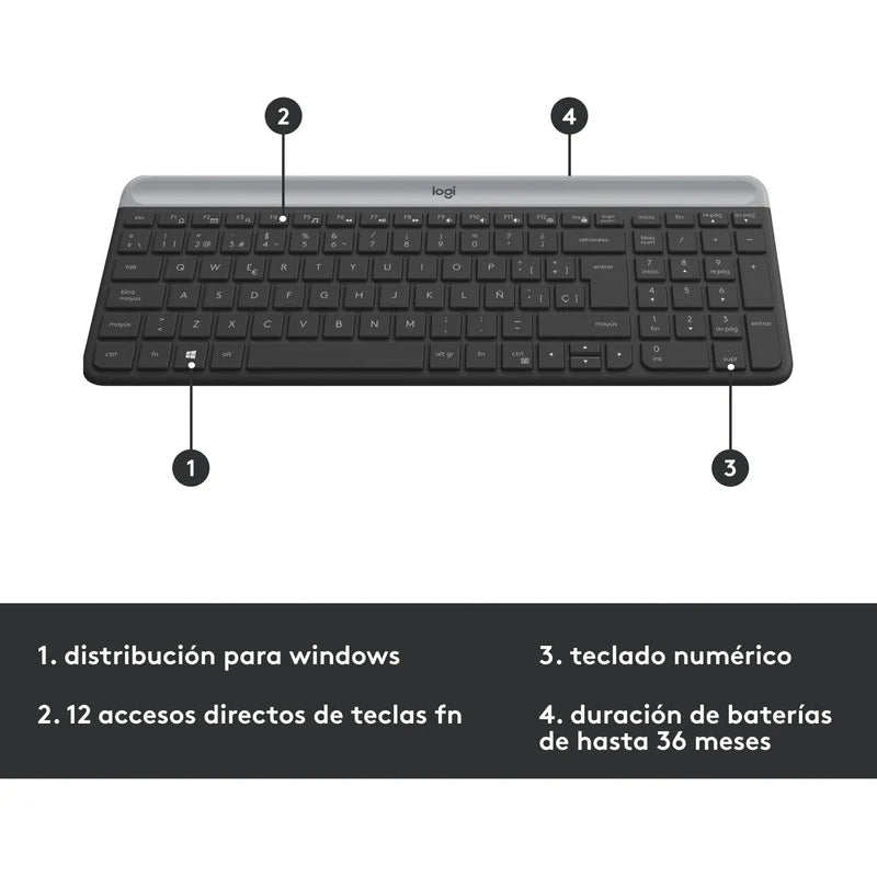 Combo Teclado y Mouse Logitech MK470 Slim inalámbricos Negro