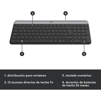 Combo Teclado y Mouse Logitech MK470 Slim inalámbricos Negro