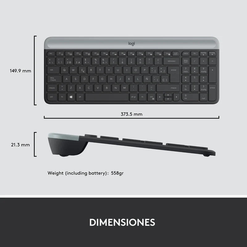 Combo Teclado y Mouse Logitech MK470 Slim inalámbricos Negro