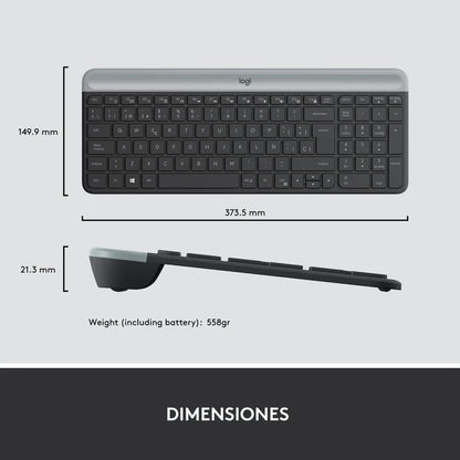 Combo Teclado y Mouse Logitech MK470 Slim inalámbricos Negro