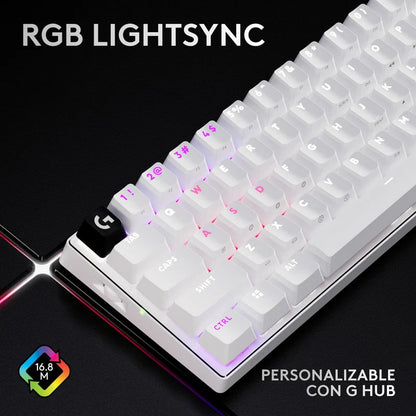Teclado Gaming Logitech Pro X 60 LIGHTSYNC 60% RGB - Blanco