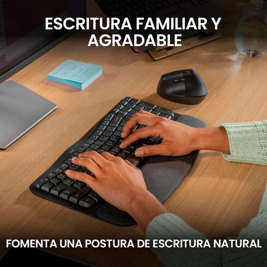 Teclado Logitech Wave Keys Ergonómico Inalámbrico Bt / Bolt