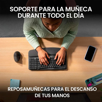 Teclado Logitech Wave Keys Ergonómico Inalámbrico Bt / Bolt