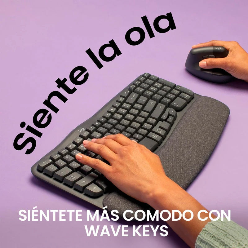 Teclado Logitech Wave Keys Ergonómico Inalámbrico Bt / Bolt