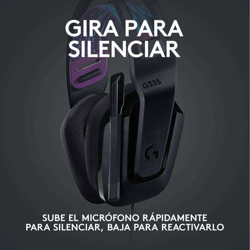 Diadema Gamer Logitech G335 PC, Xbox, Play Station y Switch 3.5mm Negro