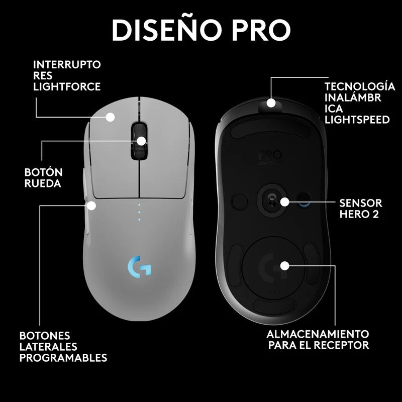 Mouse Gaming Inalámbrico Logitech G Pro 2 LIGHTSPEED Blanco