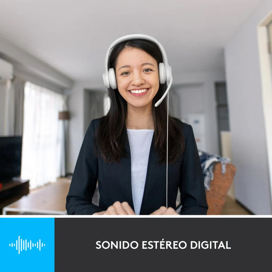 Audífonos / Diadema Con Micrófono Logitech Usb H390 Blanca