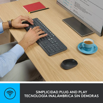 Logitech MK235 Combo Inalámbrico Teclado y Mouse Ambidiestro 1 Año de Garantía
