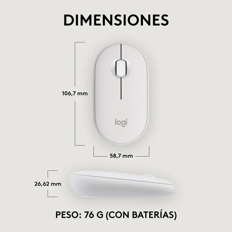 Mouse Logitech Pebble M350s Inalámbrico Bluetooth Usb Blanco
