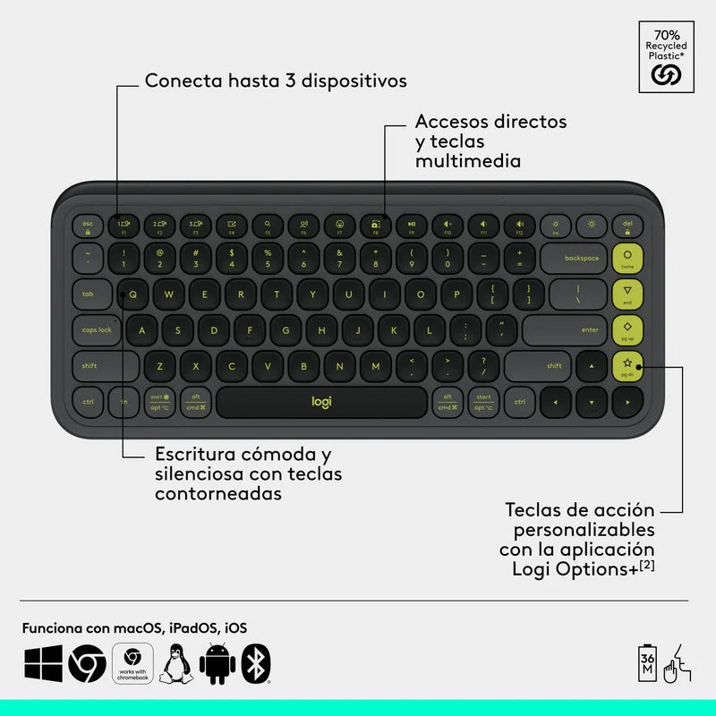 Combo Teclado y Mouse Inalámbrico Logitech POP Icon Grafito
