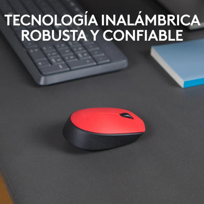 Mouse Inalámbrico Logitech M170 Rojo Y Negro