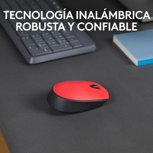 Mouse Inalámbrico Logitech M170 Rojo Y Negro