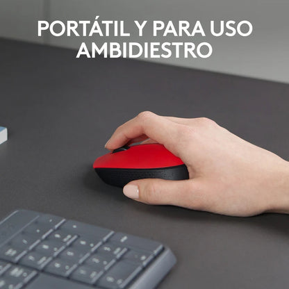 Mouse Inalámbrico Logitech M170 Rojo Y Negro