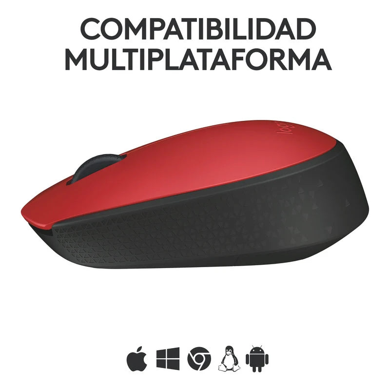 Mouse Inalámbrico Logitech M170 Rojo Y Negro