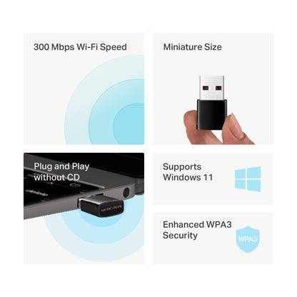 Adaptador Nano USB Wifi N300 MA12N Mercusys