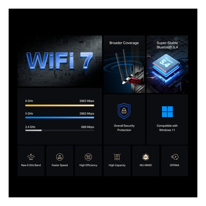 Adaptador Wifi Mercusys Pcie Bluetooth BE6500 MA37BE