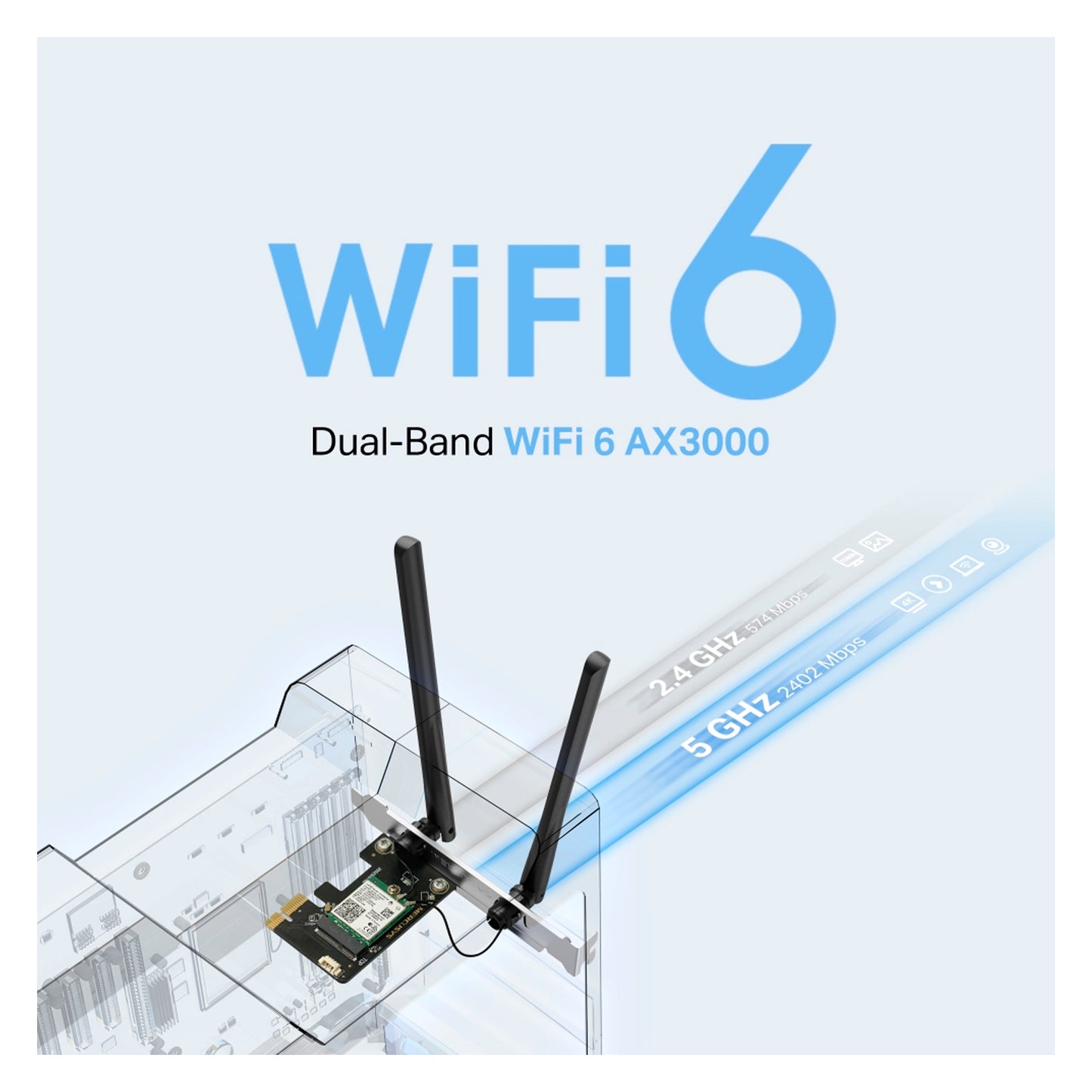Tarjeta de red Mercusys MA80XE PCIe AX3000 Wi-Fi 6 Bluetooth