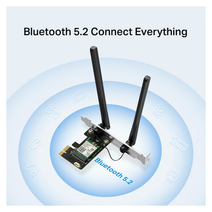 Tarjeta de red Mercusys MA80XE PCIe AX3000 Wi-Fi 6 Bluetooth