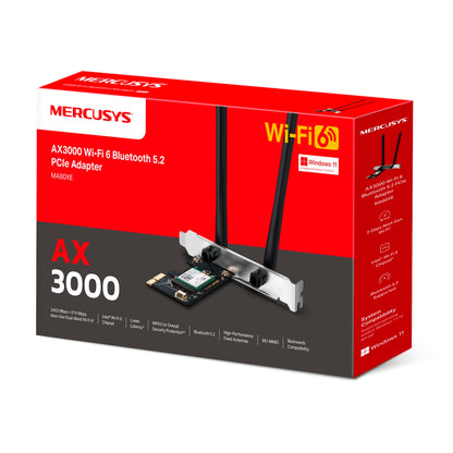 Tarjeta de red Mercusys MA80XE PCIe AX3000 Wi-Fi 6 Bluetooth