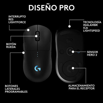 Mouse Gaming Inalámbrico Logitech G Pro 2 LIGHTFORCE Negro