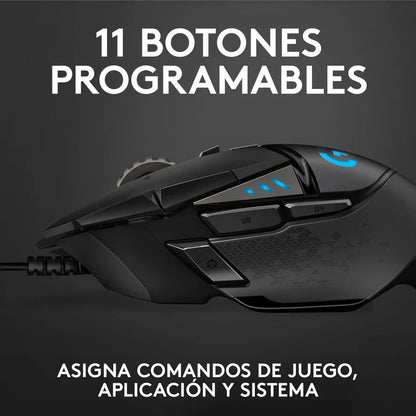 Mouse Gamer Logitech G502 HERO RGB 11 Botones Programable