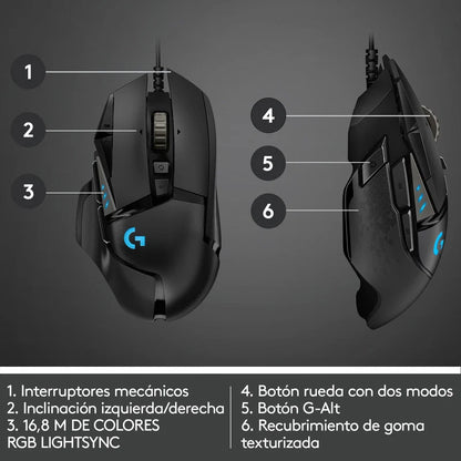 Mouse Gamer Logitech G502 HERO RGB 11 Botones Programable