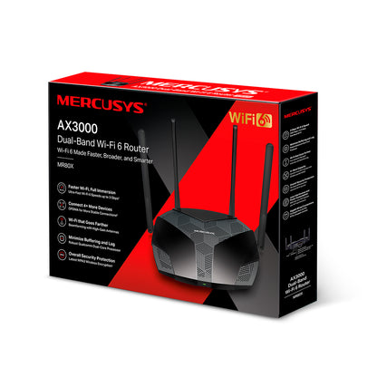 Router Mercusys MR80X Dual banda AX3000 Wifi 6