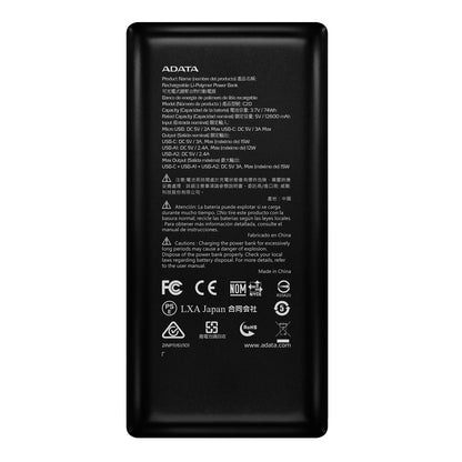 Power Bank Adata 20000 Mah C20 Multi Carga - Negro
