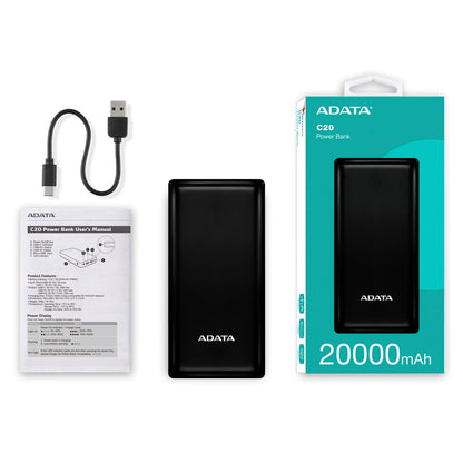 Power Bank Adata 20000 Mah C20 Multi Carga - Negro