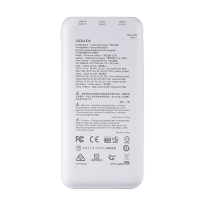 Power Bank Adata 10000 Mah C100 Multi Carga – Blanco
