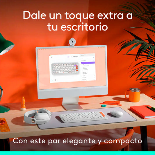 Combo Teclado y Mouse Logitech Pop Icon Blanco y naranja