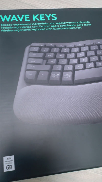 Teclado Logitech Wave Keys Ergonómico Inalámbrico Bt / Bolt