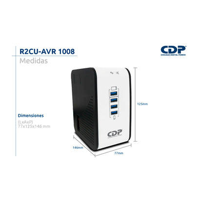 Regulador De Voltaje CDP R2CU-AVR 1000VA 8 Tomas / 4 Usb