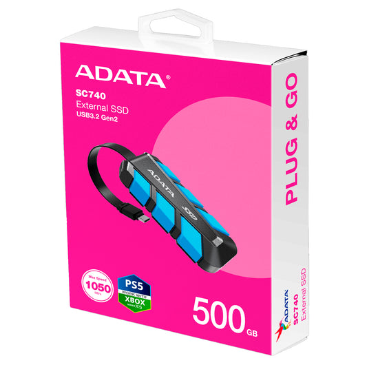 Disco Duro Externo Adata SC740 SSD 500GB USB-C
