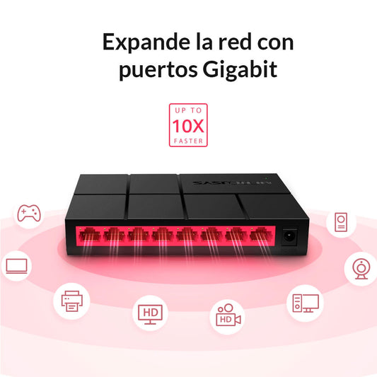 Switch De Escritorio 8 Puertos Gigabit Ms108g Mercusys